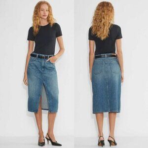 DENIM FORUM Aritzia The '90s Halle Denim High Rise Midi Skirt Size 24